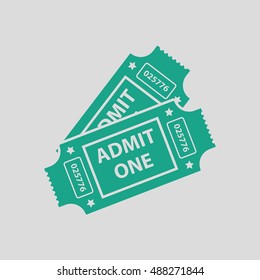 Cinema tickets icon. Gray background with green. Vector illustration.