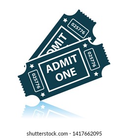Icono de entradas de cine. Diseño de reflejo de sombra. Ilustración vectorial.