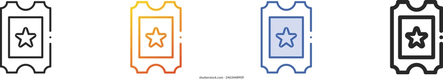 cinema tickets icon.Thin Linear, Gradient, Blue Stroke and bold Style Design Isolated On White Background