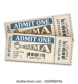 Cinema tickets in retro style. Admission tickets isolated on white background. Vector illustaration