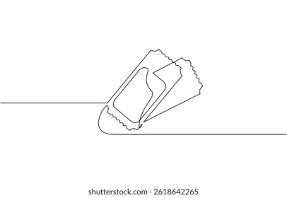 Ingressos de cinema textura perfeita para o seu plano de fundo com estilo de arte de linha na moda, Ingresso de cinema de desenho contínuo de uma linha. Bilhete de cinema vintage isolado em um fundo branco.