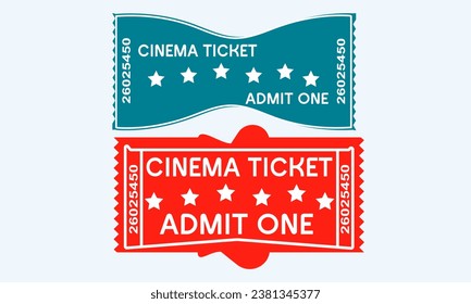  Juego de entradas para el cine. Ilustración de imagen de vector