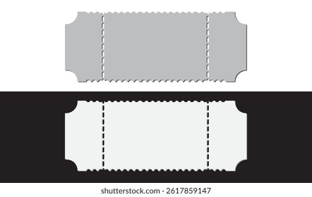 Cinema tickets. Theater coupon realistic vector templates. Discount voucher mockups. Train, movie, raffle, carnival blank ticket with text space. Concert, event, festival admit layouts.