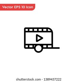 Cinema trailer, fragman stroke vector icon