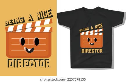 Cinema tshirt. Night film movies, popcorn and retro vintage movie tshirt, films or movie cartoon vector illustration tshirt, big movie reel