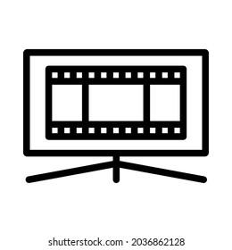 Icono de la pantalla del cine TV. Diseño de esténcil negro. Ilustración vectorial.