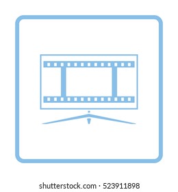 Cinema TV screen icon. Blue frame design. Vector illustration.