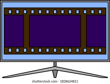 Cinema TV Screen Icon. Editable Outline With Color Fill Design. Vector Illustration.