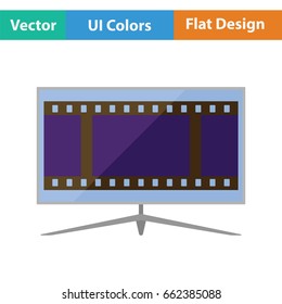 Cinema TV screen icon. Flat color design. Vector illustration.