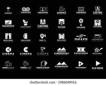 Cinema vector icon set. movie illustration symbol collection. movie house sign or logo.