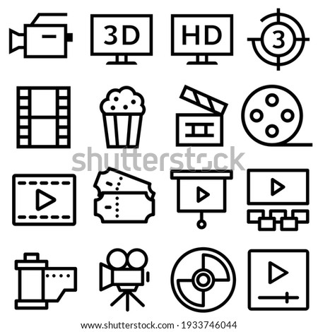 Cinema vector icon set. movie  illustration symbol collection. movie house sign or logo.