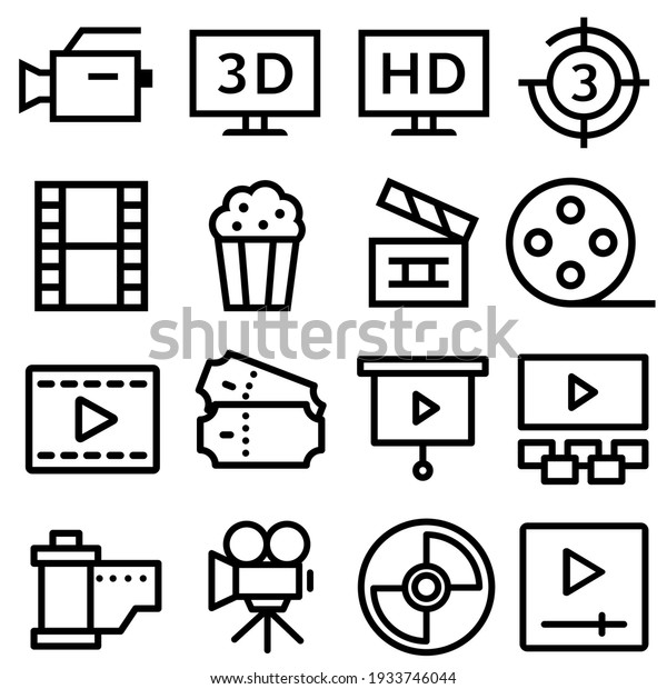Cinema vector icon set. movie  illustration\
symbol collection. movie house sign or\
logo.