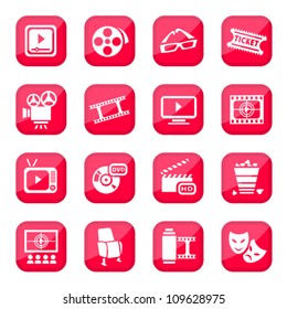 Cinema vector icon set for web and mobile. All elements are grouped.