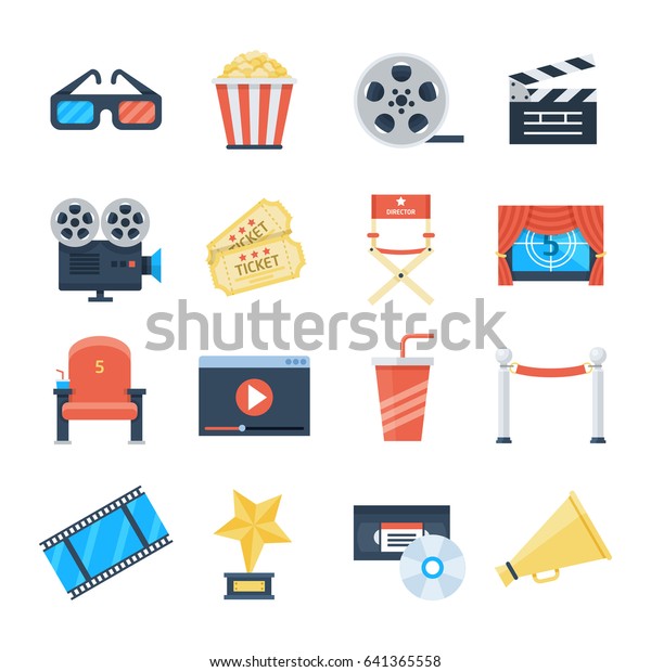 Cinema Vector Icons Flat Style On Stock Vector (Royalty Free) 641365558