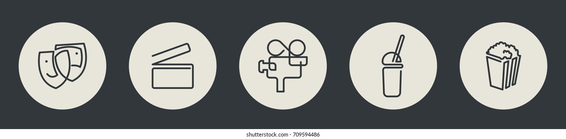 Cinema vector icons. One line style