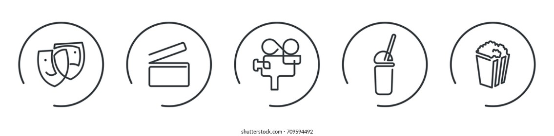 Cinema vector icons. One line style