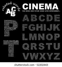 CINEMA. Vector letter collection for design.