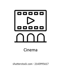 Cinema vector outline icon for web isolated on white background EPS 10 file
