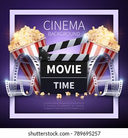 Cinema vector poster. Online movies and entertainment industry background. Illustration of cinema movie banner for entertainment video