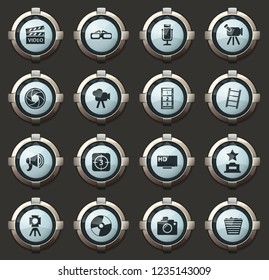Cinema vector stylish round buttons for mobile applications and web