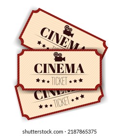 Cinema vector tickets isolated on white background. Realistic front view illustration.
