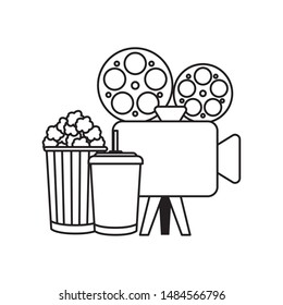 cinema video camera with food