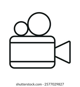 Cinema video camera line icon editable stroke filmmaking vector symbol movie industry design