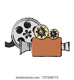 cinema video camera with reel
