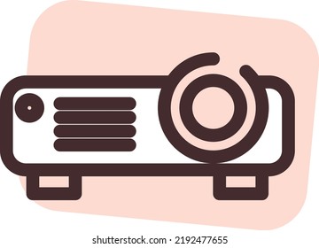 Cinema video projector, illustration, vector on a white background.