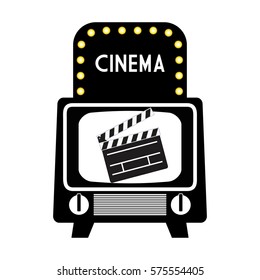 cinema vintage television clapper pictogram vector illustration eps 10