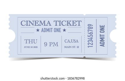 Cinema vintage ticket on blue background 