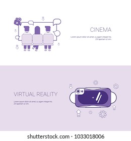 Cinema And Virtual Reality Concept Template Web Banner With Copy Space Vector Illustration