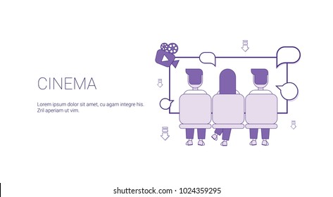Cinema Web Banner With Copy Space Leisure Time Concept Vector Illustration