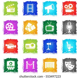 cinema web icons in grunge style for user interface design