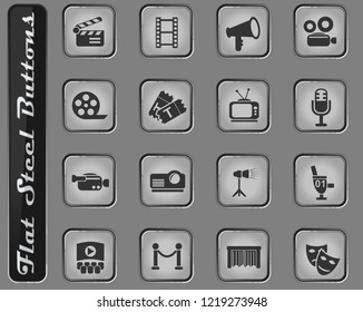 cinema web icons on the flat steel buttons