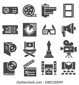 Cinema web silhouettes collection on white background