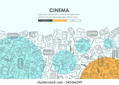 cinema Website Template Design with Doodle Background