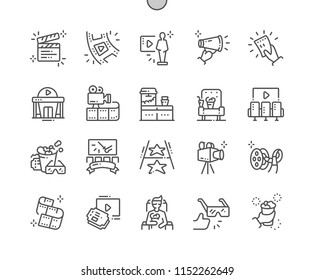 Cinema Well-crafted Pixel Perfect Vector Thin Line Icons 30 2x Grid for Web Graphics and Apps. Simple Minimal Pictogram