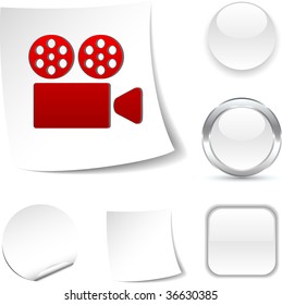 Ícone branco de cinema. Ilustração vetorial.