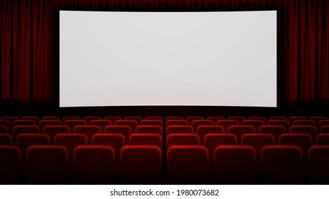 Cinema. White screen in the cinema. Vector illustration