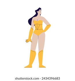 Cinema with Woman Character Actress in Superhero Costume Engaged in Movie Shooting Vector Illustration