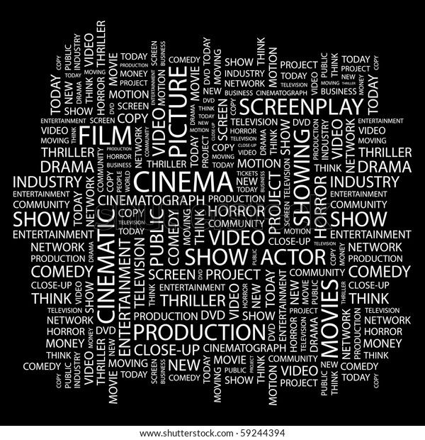 Cinema Word Collage On Black Background Stock Vector (Royalty Free ...