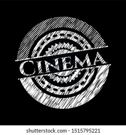 Cinema written on a chalkboard. Vector Illustration. Detailed.