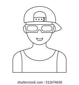 Cinemaddict icon in outline style isolated on white background. Films and cinema symbol stock vector illustration.