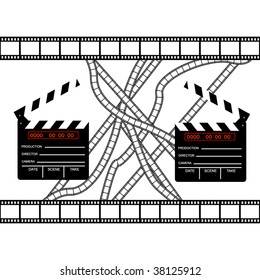 cinemas clapper with film frame