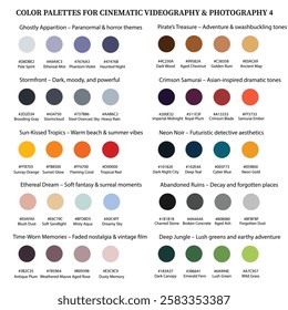 Cinematic Color Palette Collection 4 – 10 Vector Color Schemes for Filmmaking and Photography