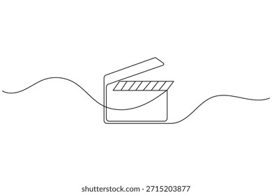 Cinematic Continuous One Line Drawing of a Clapperboard. Minimalist Film Vector Icon.