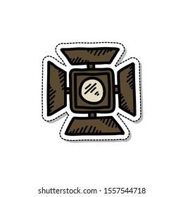 cinematic lighting equipment doodle sticker icon, vector illustration