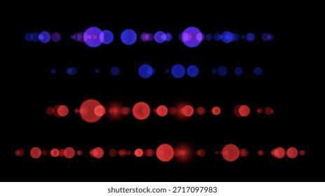 Textura de superposición de partículas Bokeh rojas y azules cinematográficas con brillo
