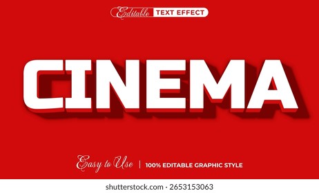 Tipografia cinematográfica: Um design arrojado e atraente "CINEMA" em branco nítido, em um cenário vermelho vibrante, exalando a essência dos filmes.